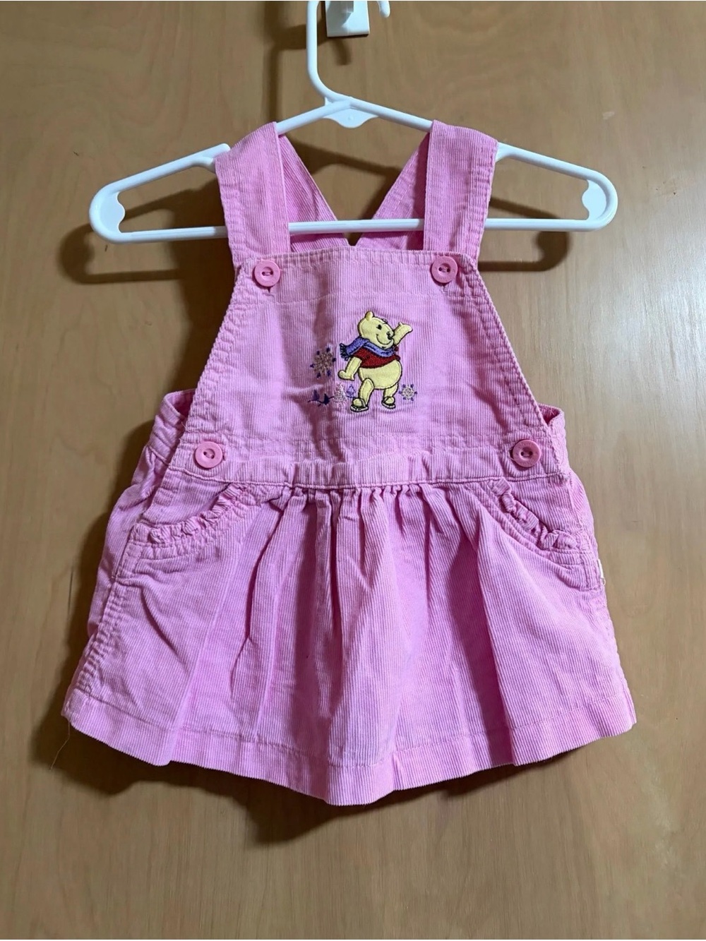 2000s Disney Pink Winnie the Pooh Corduroy Overall Dress